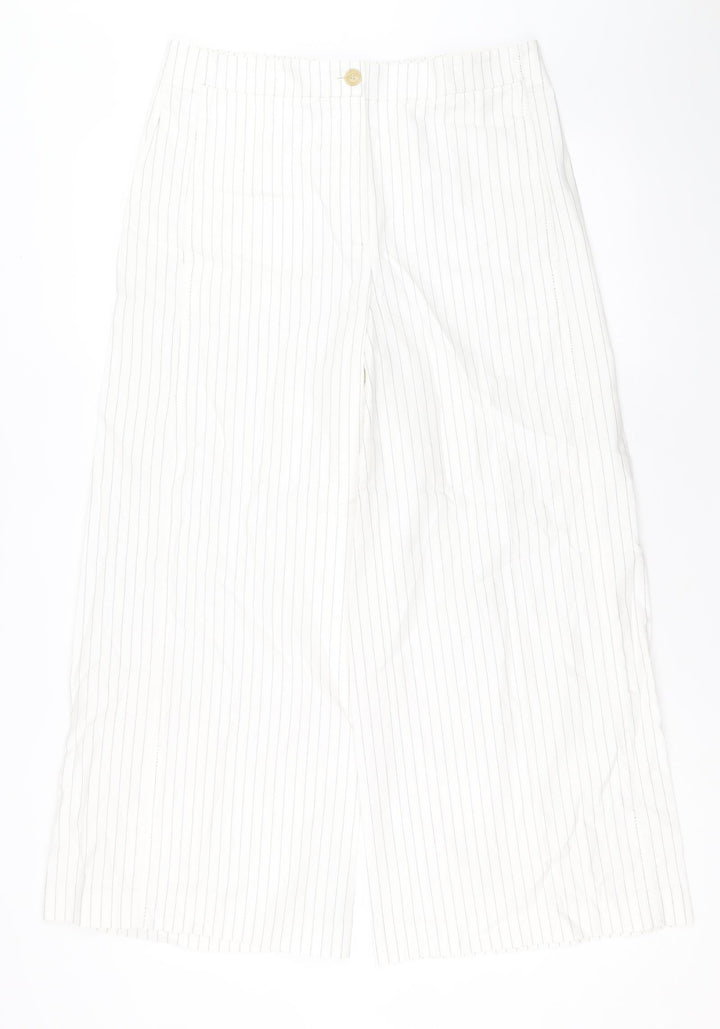 Ann Taylor Womens White Polka Dot Cotton Trousers Size 6 Regular Zip