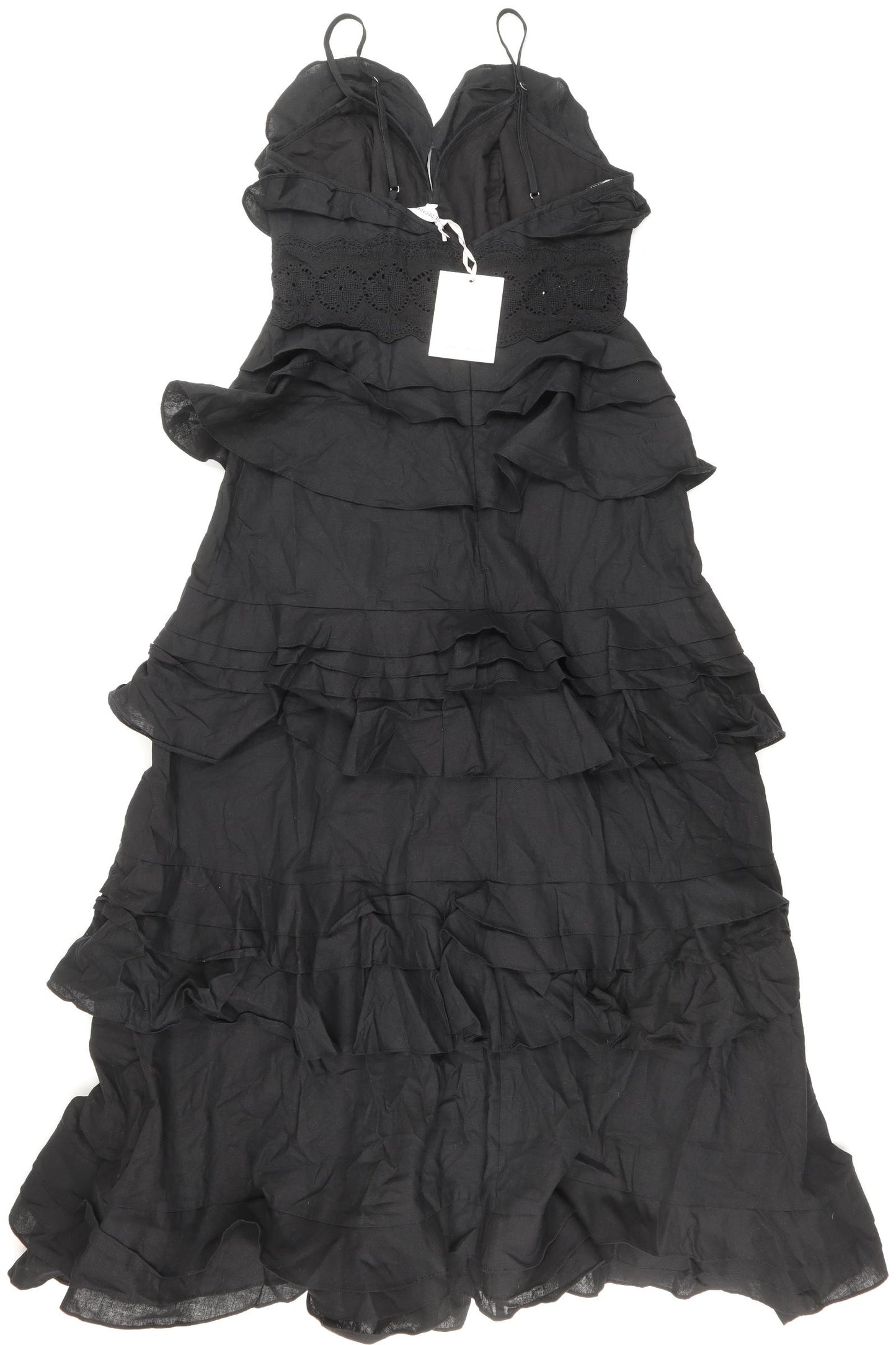 True Decadence Womens Black Linen Ball Gown Size 14 V-Neck Zip