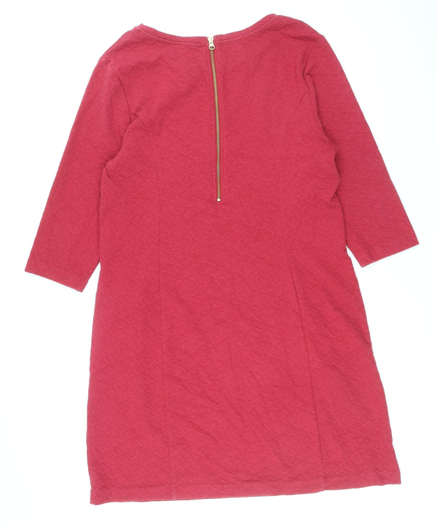 Monsoon Womens Red Polyester A-Line Size 18 Boat Neck Zip