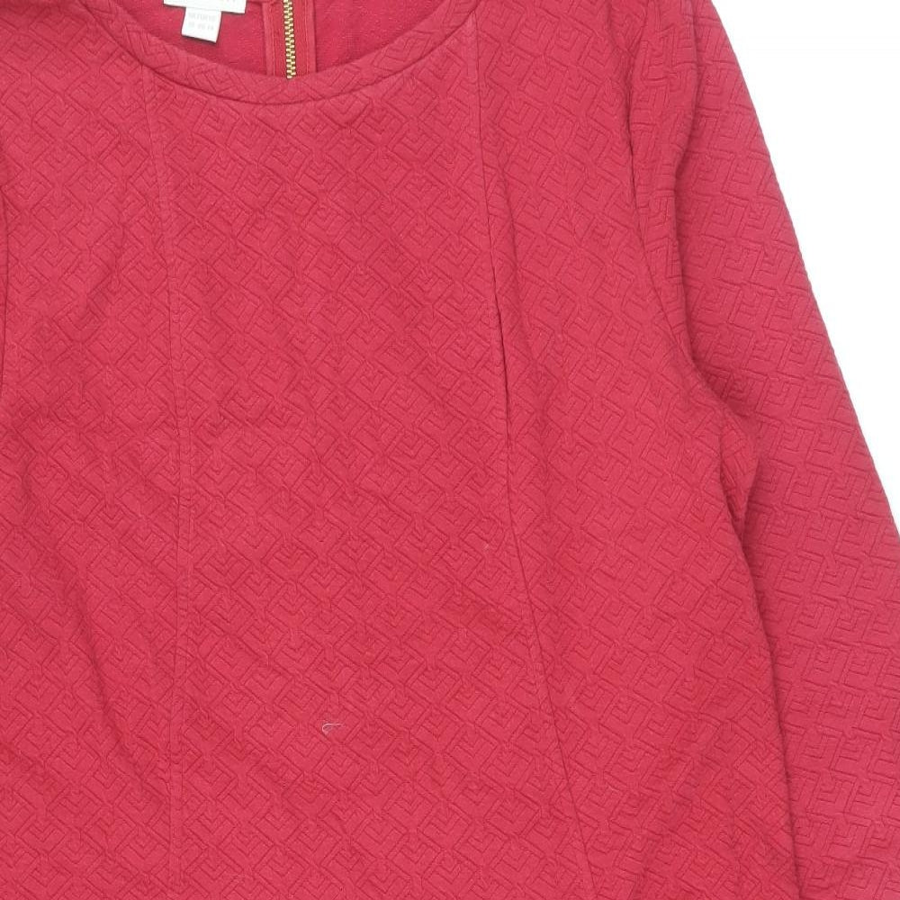 Monsoon Womens Red Polyester A-Line Size 18 Boat Neck Zip