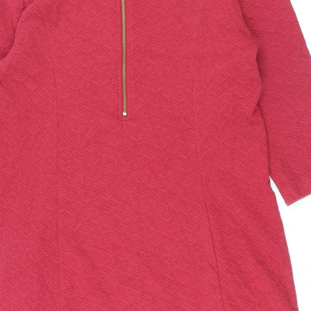Monsoon Womens Red Polyester A-Line Size 18 Boat Neck Zip