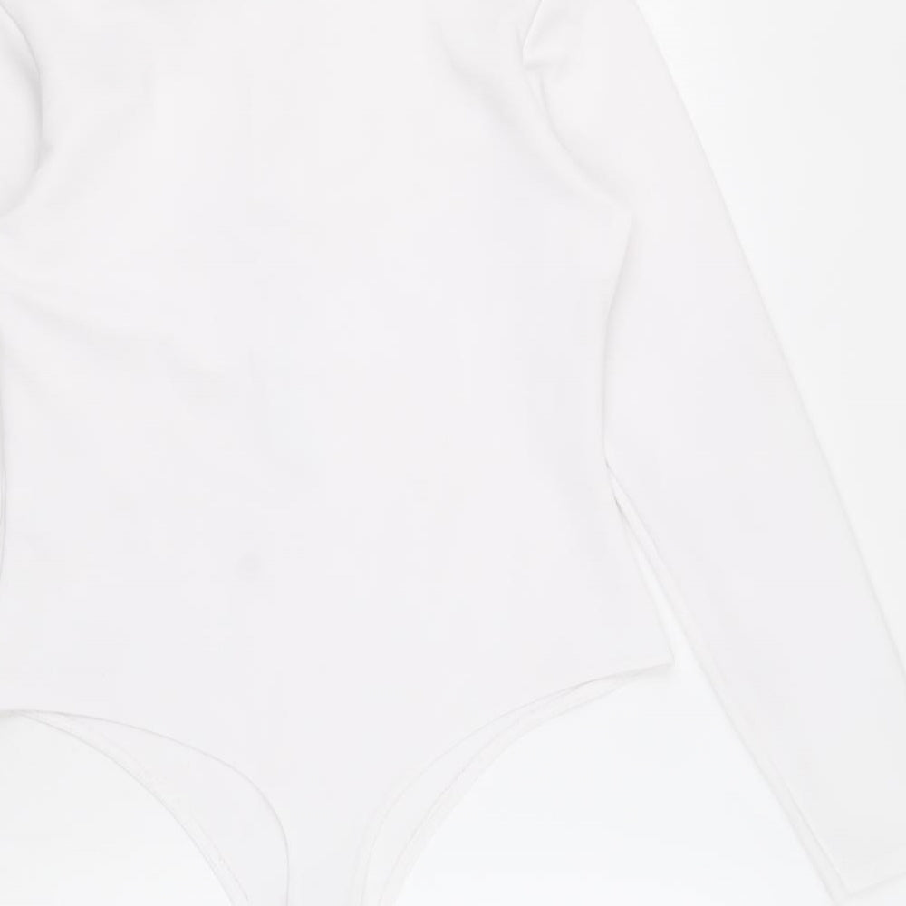 PRETTYLITTLETHING Womens White Polyester Bodysuit One-Piece Size 12 Zip