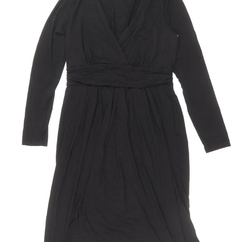 Preworn Womens Black Polyester Sheath Size 10 V-Neck Pullover