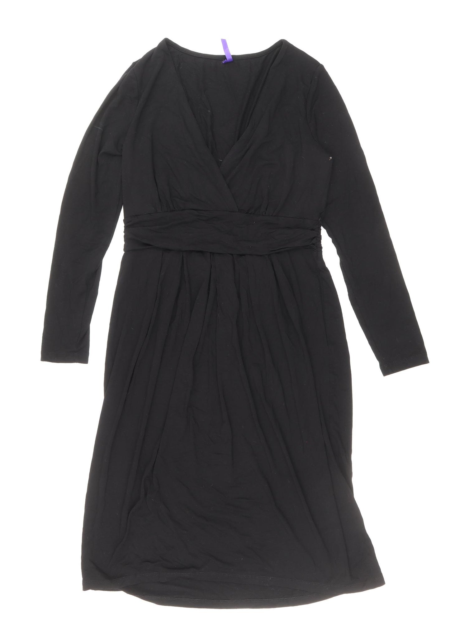 Preworn Womens Black Polyester Sheath Size 10 V-Neck Pullover