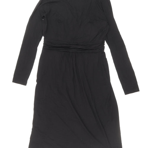 Preworn Womens Black Polyester Sheath Size 10 V-Neck Pullover