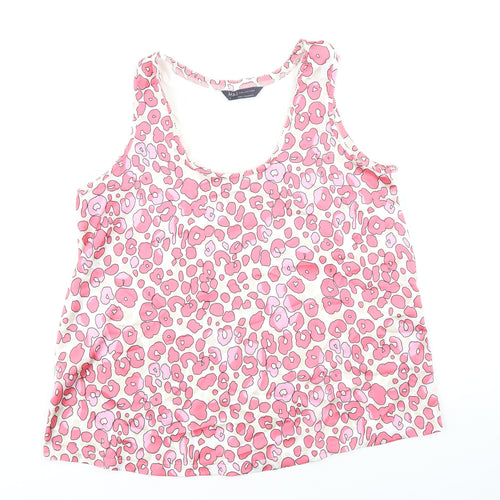 Marks and Spencer Womens Pink Animal Print Polyester Basic Tank Size 8 Scoop Neck - Leopard Print