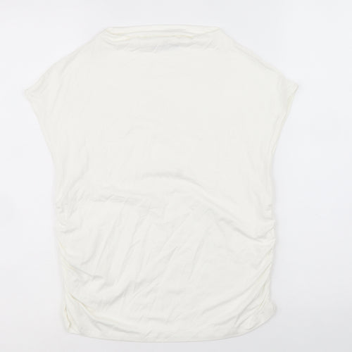 Stradivarius Womens White Viscose Basic Blouse Size XL Mock Neck