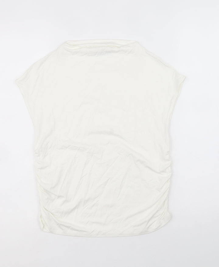 Stradivarius Womens White Viscose Basic Blouse Size XL Mock Neck