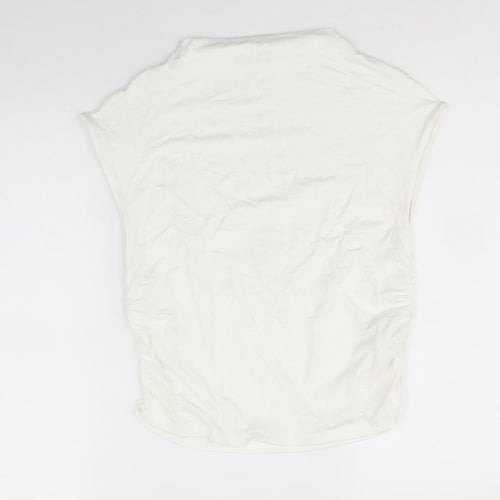 Stradivarius Womens White Viscose Basic Blouse Size XL Mock Neck