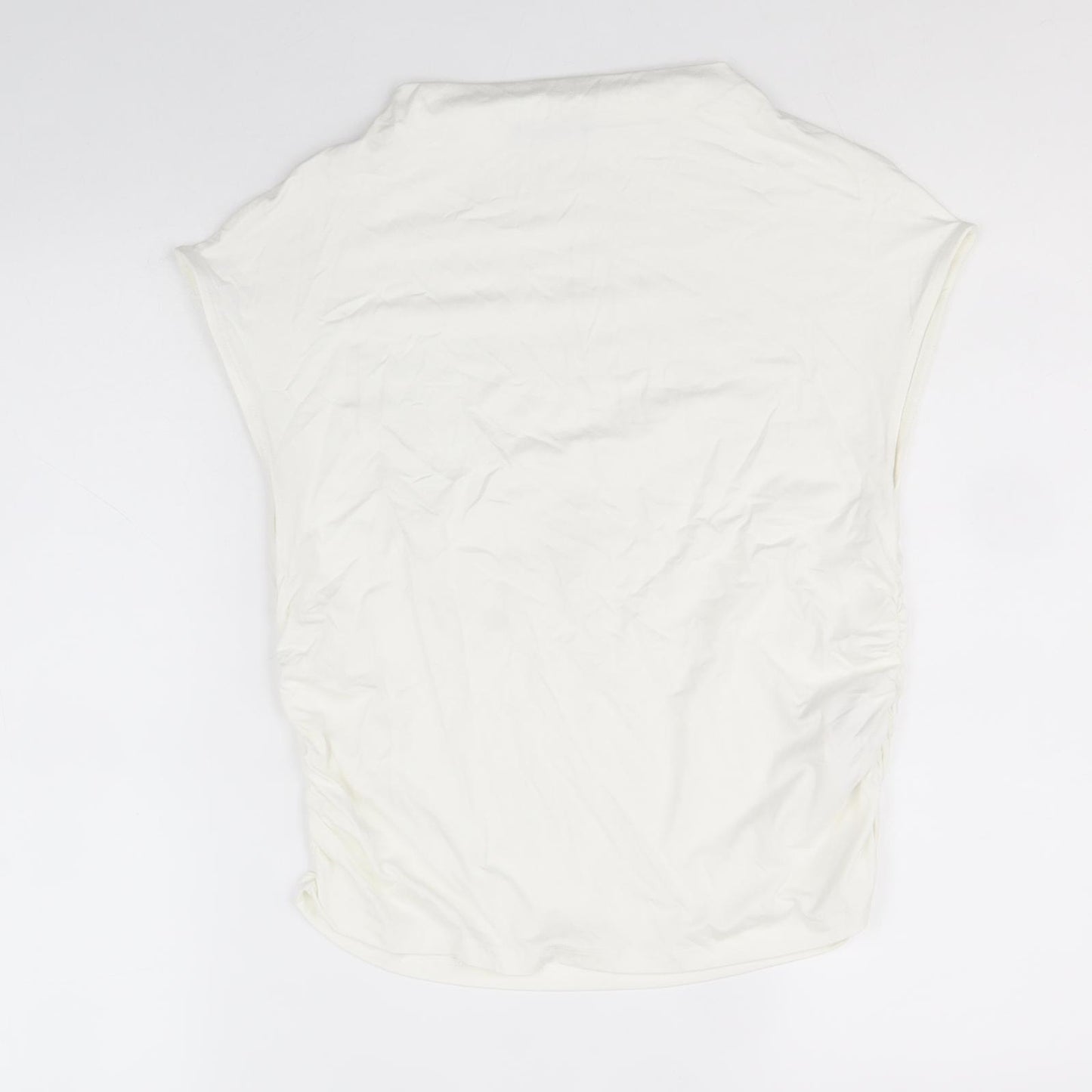 Stradivarius Womens White Viscose Basic Blouse Size XL Mock Neck