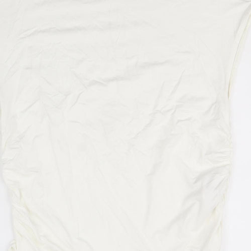 Stradivarius Womens White Viscose Basic Blouse Size XL Mock Neck