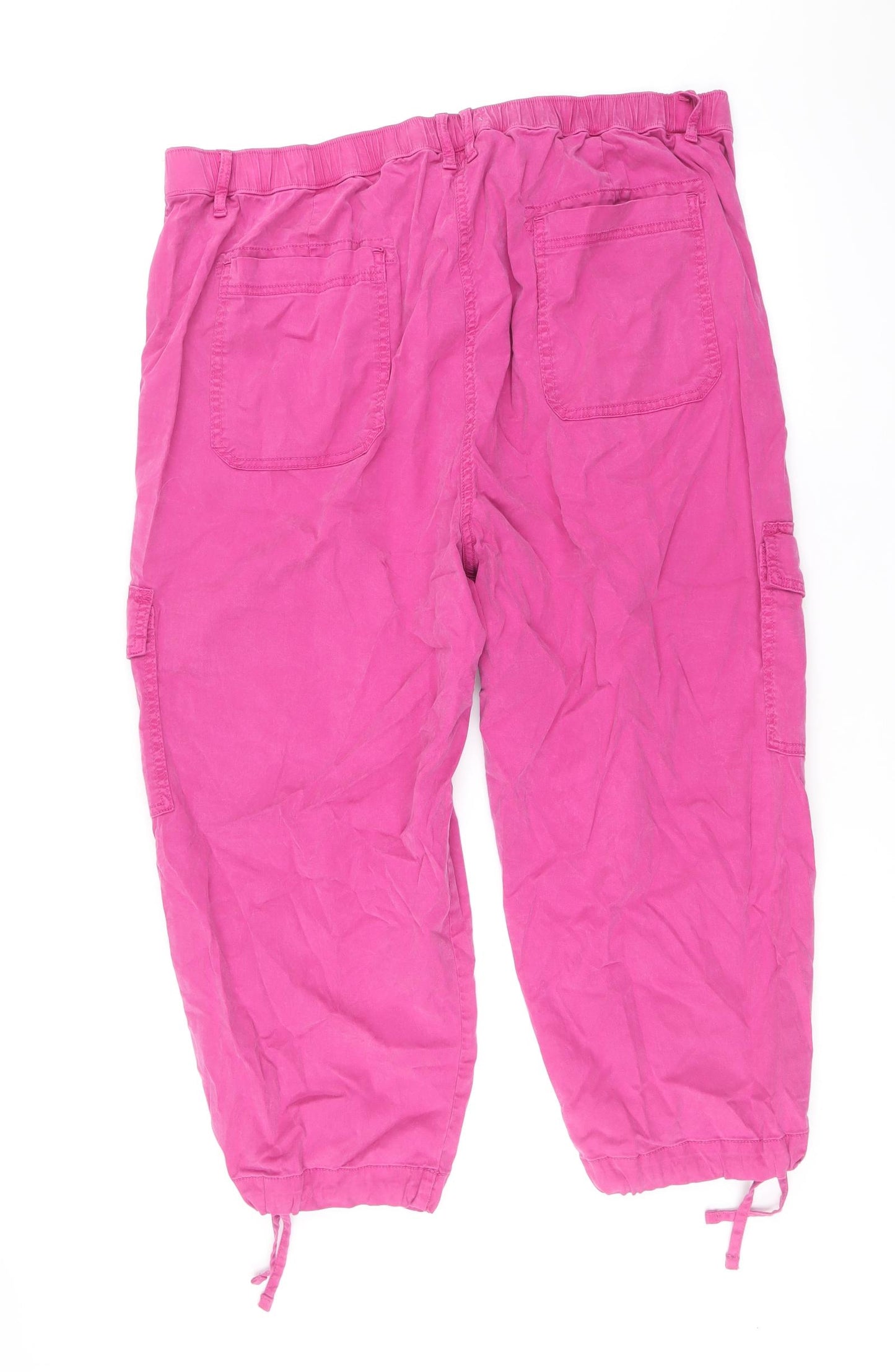Marks and Spencer Womens Pink Lyocell Cargo Trousers Size 20 Regular Zip