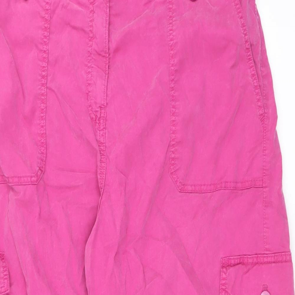 Marks and Spencer Womens Pink Lyocell Cargo Trousers Size 20 Regular Zip