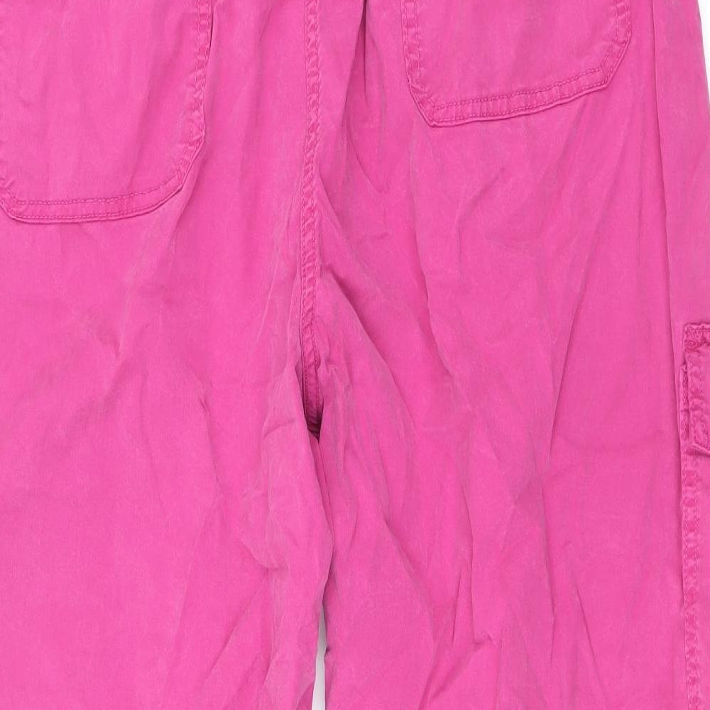 Marks and Spencer Womens Pink Lyocell Cargo Trousers Size 20 Regular Zip