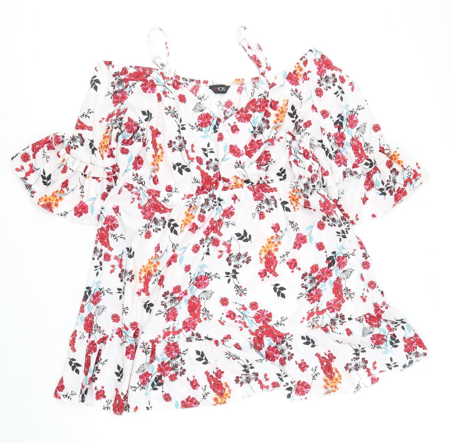 Yours Womens Multicoloured Floral Polyester Trapeze & Swing Size 18 V-Neck Pullover