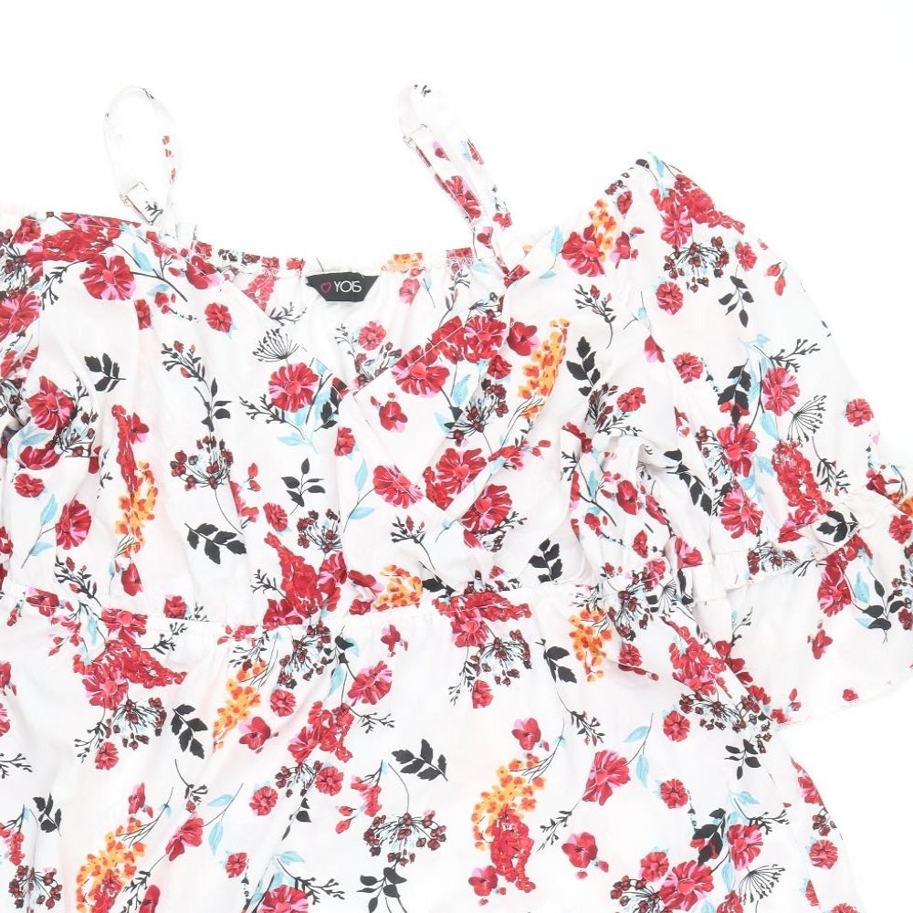 Yours Womens Multicoloured Floral Polyester Trapeze & Swing Size 18 V-Neck Pullover