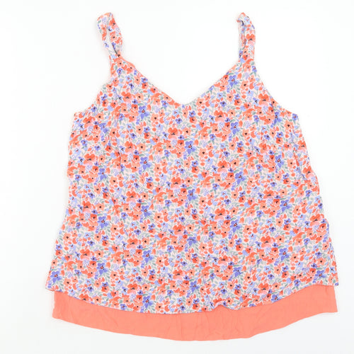 Nutmeg Womens Multicoloured Floral Viscose Basic Tank Size 10 V-Neck
