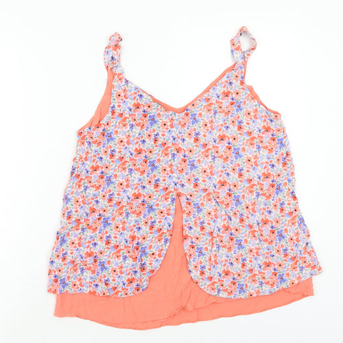 Nutmeg Womens Multicoloured Floral Viscose Basic Tank Size 10 V-Neck
