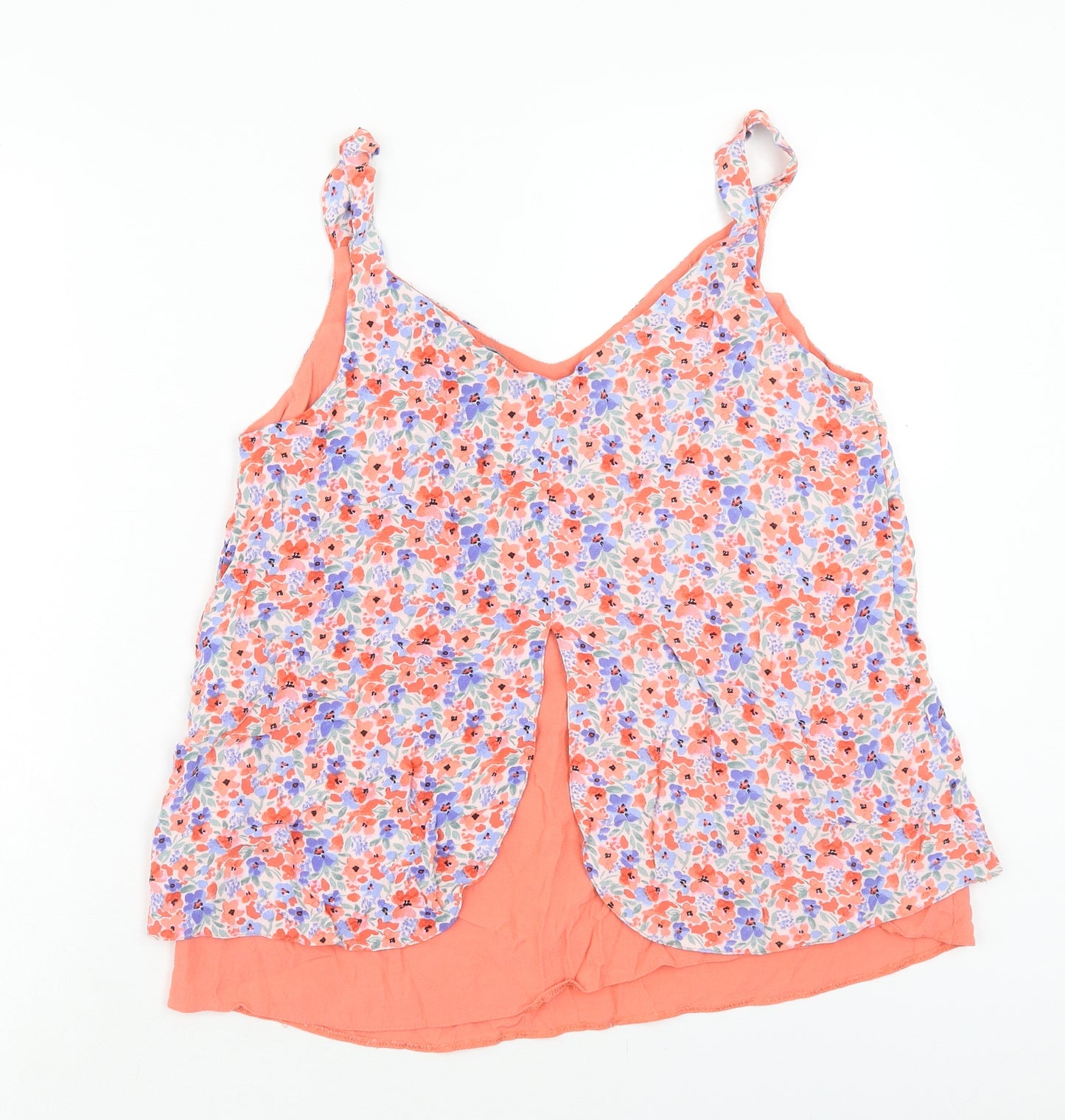 Nutmeg Womens Multicoloured Floral Viscose Basic Tank Size 10 V-Neck