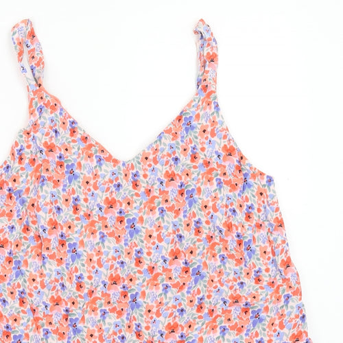 Nutmeg Womens Multicoloured Floral Viscose Basic Tank Size 10 V-Neck