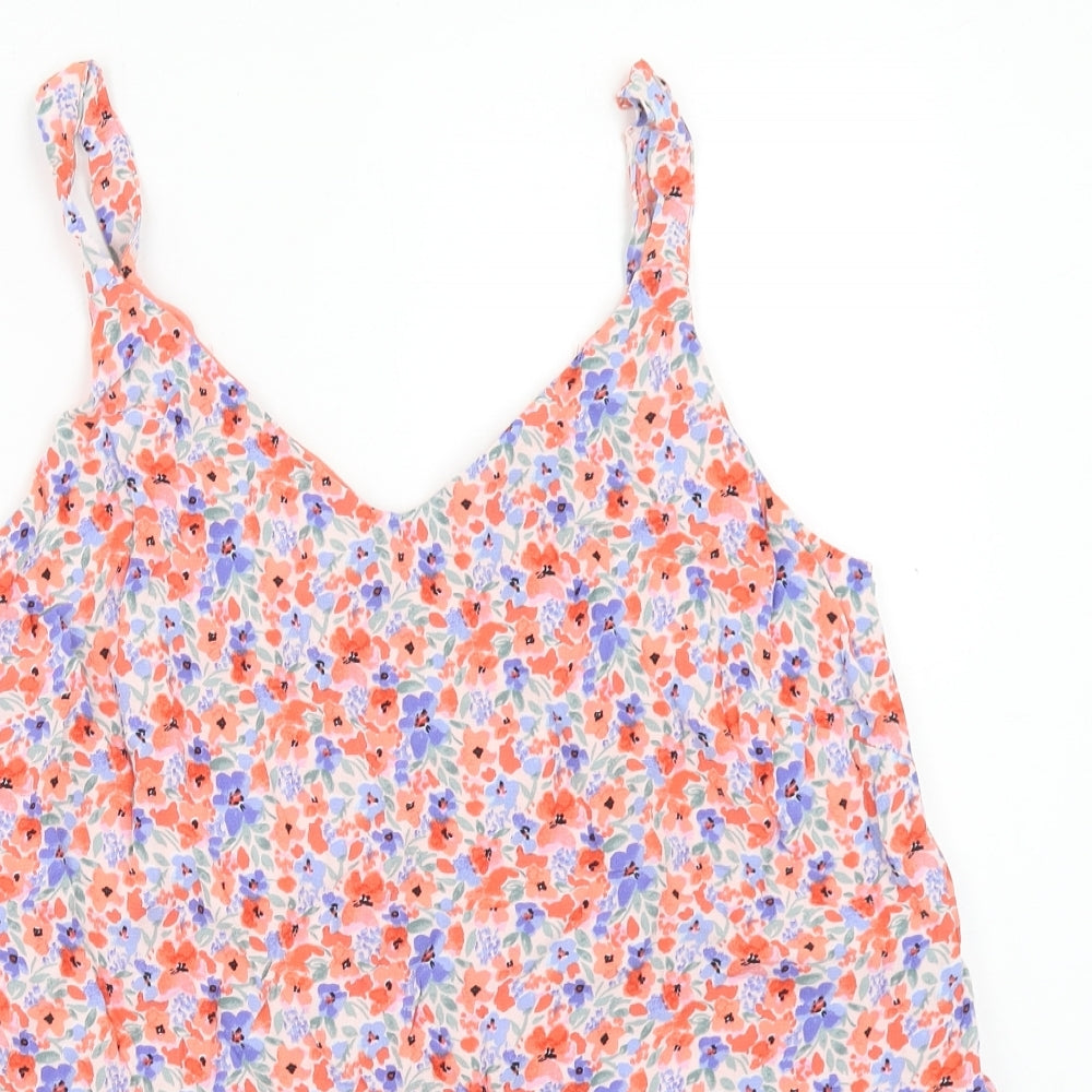 Nutmeg Womens Multicoloured Floral Viscose Basic Tank Size 10 V-Neck