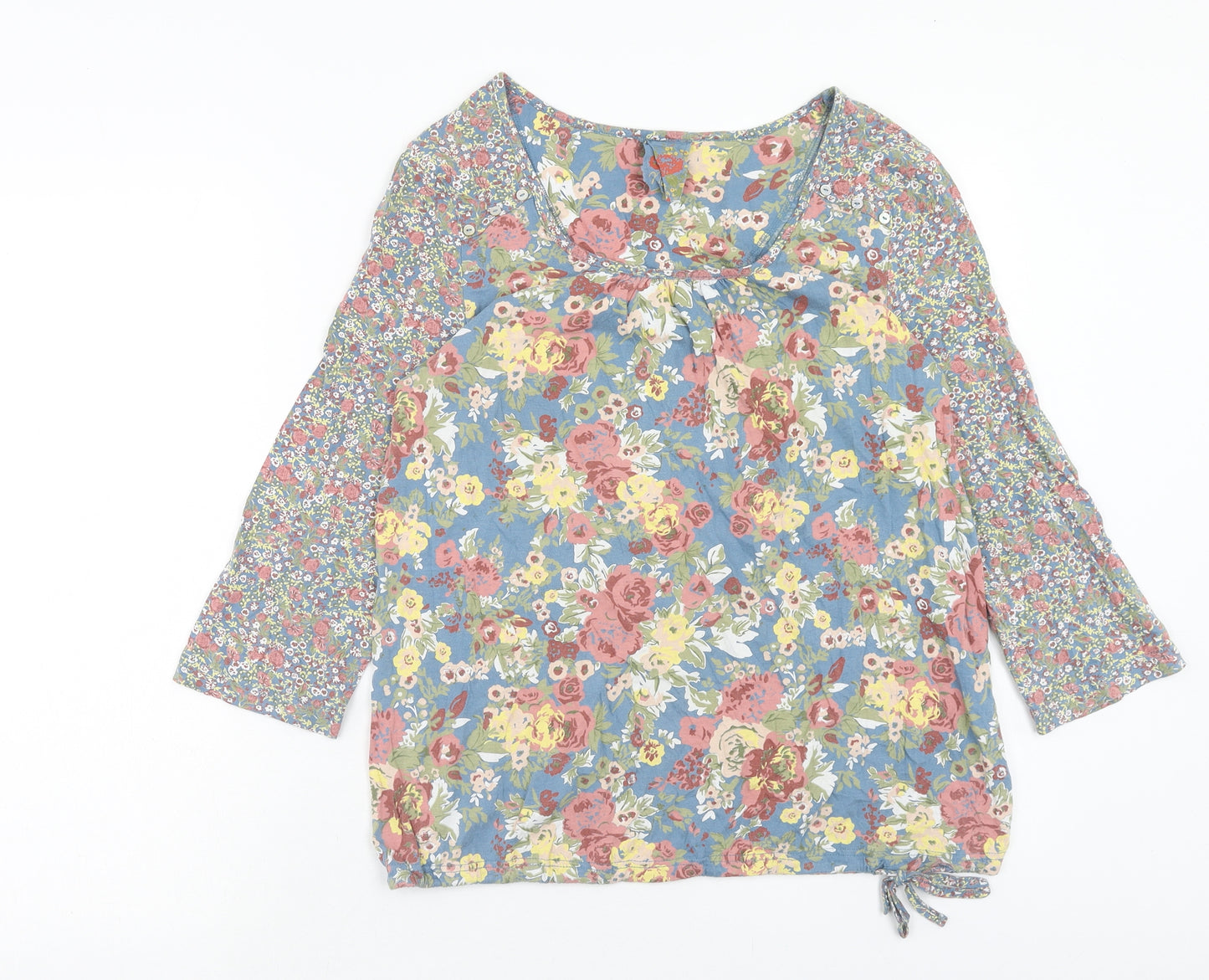 NEXT Womens Multicoloured Floral Cotton Basic Blouse Size 10 Scoop Neck