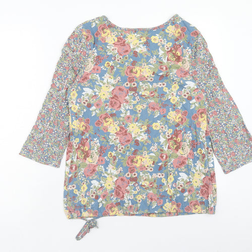 NEXT Womens Multicoloured Floral Cotton Basic Blouse Size 10 Scoop Neck