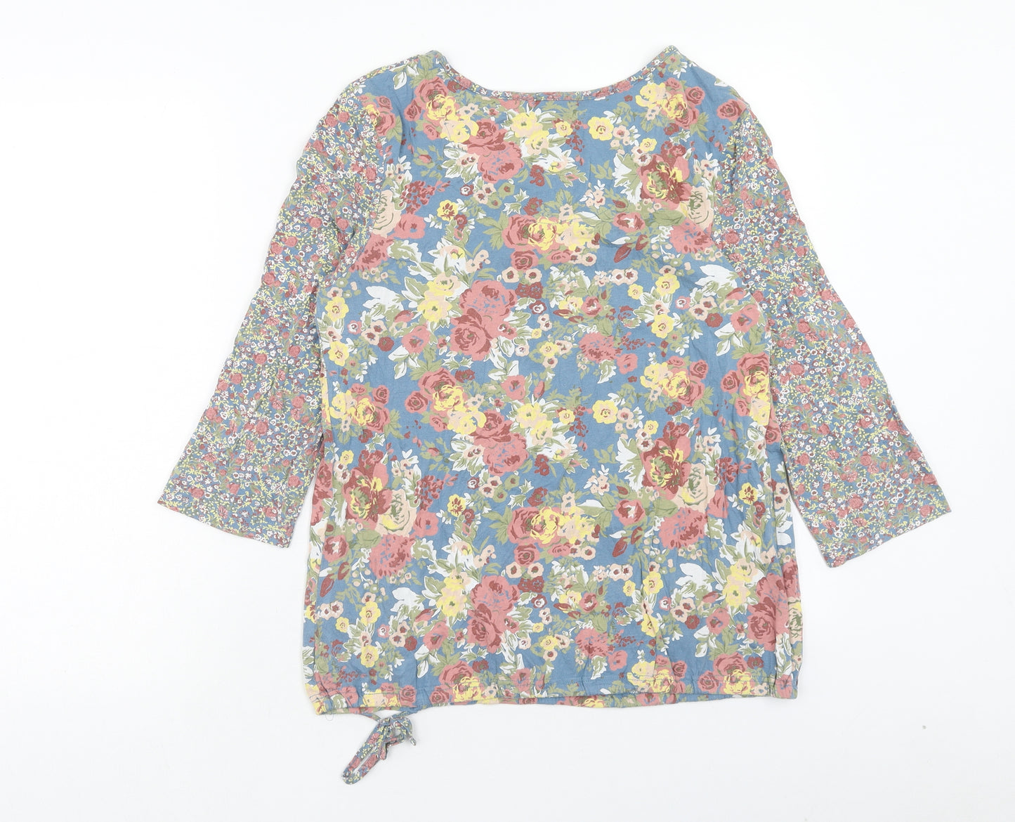 NEXT Womens Multicoloured Floral Cotton Basic Blouse Size 10 Scoop Neck