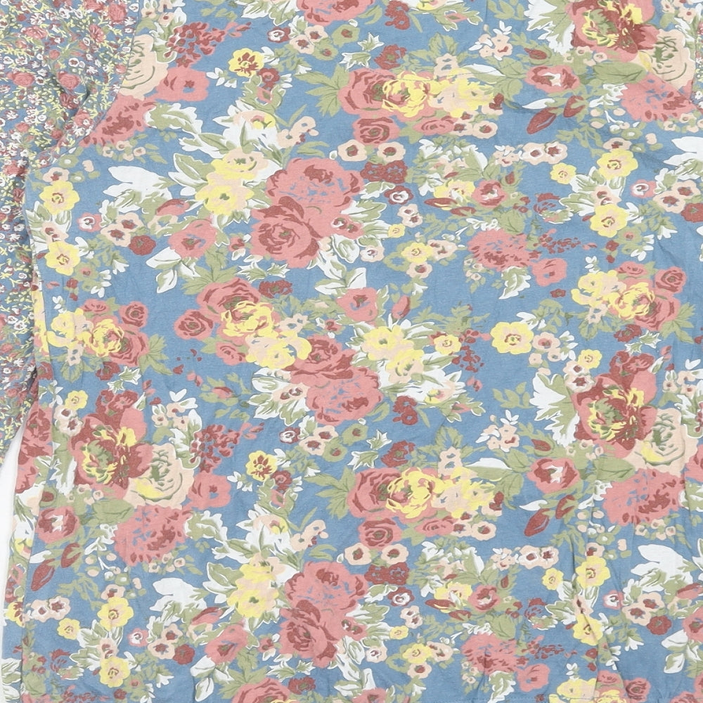 NEXT Womens Multicoloured Floral Cotton Basic Blouse Size 10 Scoop Neck