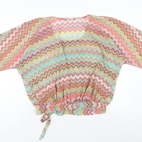 Atmosphere Womens Multicoloured Geometric Polyester Basic Blouse Size 8 Square Neck - Side Tie Detail