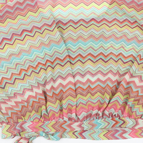 Atmosphere Womens Multicoloured Geometric Polyester Basic Blouse Size 8 Square Neck - Side Tie Detail