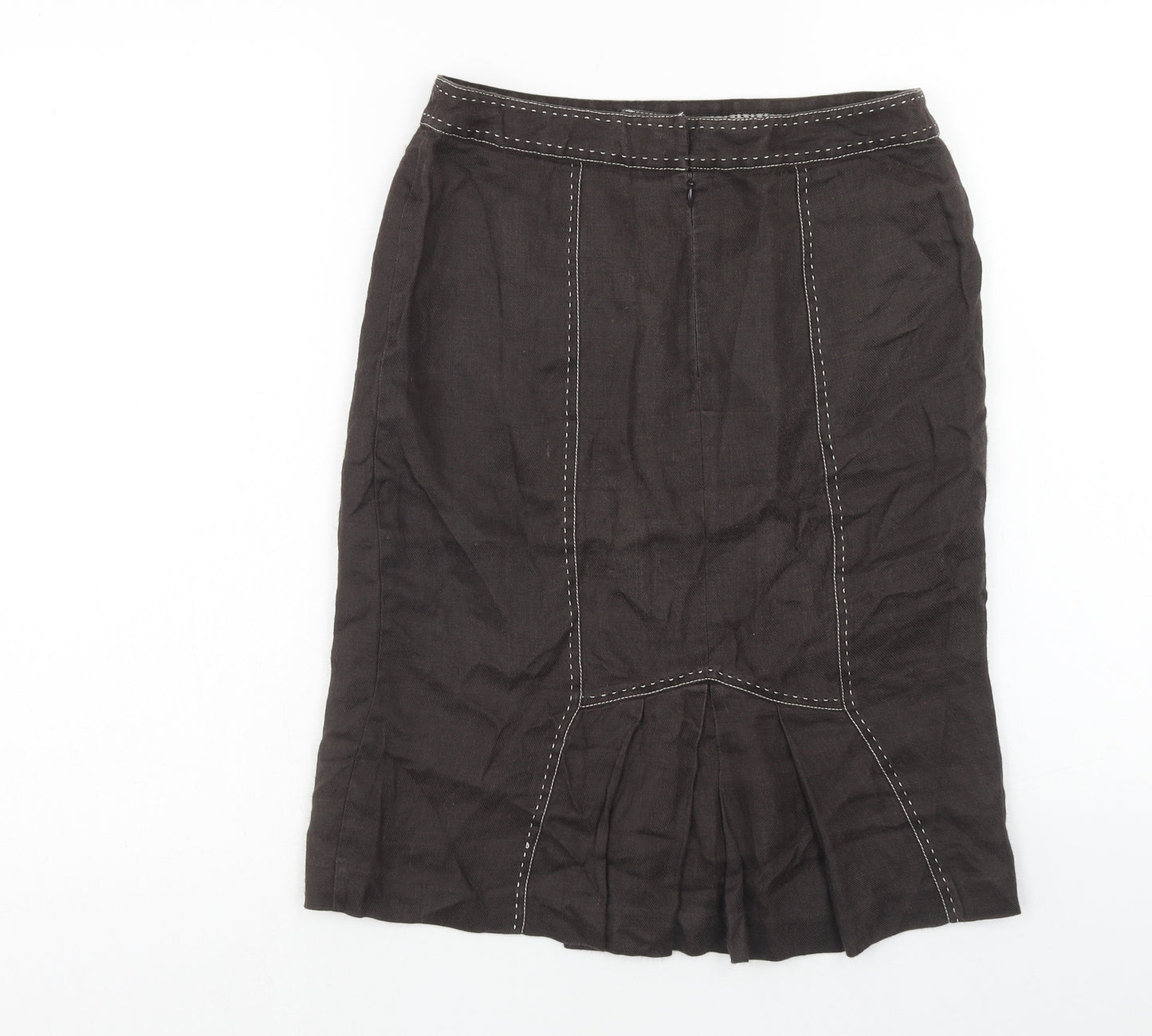 NEXT Womens Brown Ramie Straight & Pencil Skirt Size 8 Zip