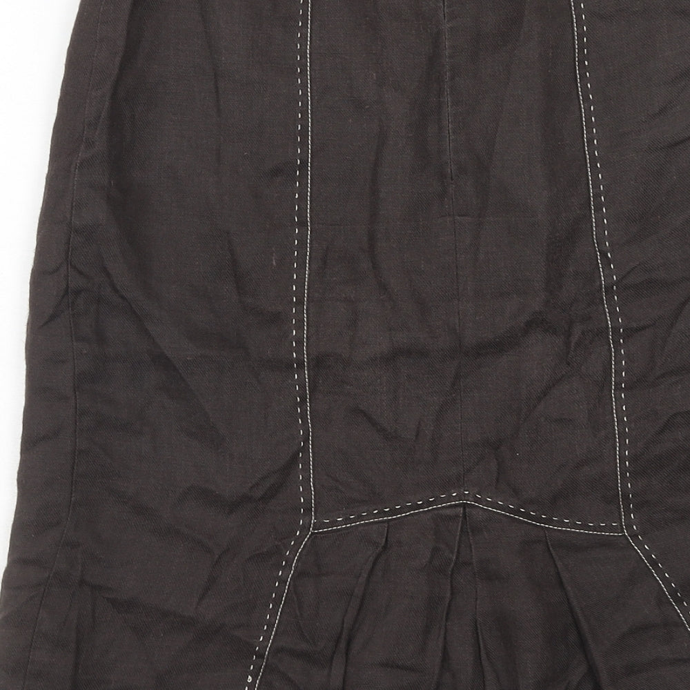 NEXT Womens Brown Ramie Straight & Pencil Skirt Size 8 Zip