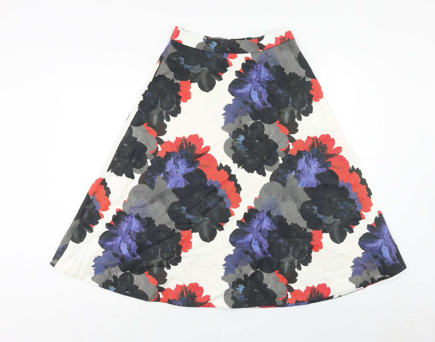 Warehouse Womens Multicoloured Floral Cotton Swing Skirt Size 10 Zip