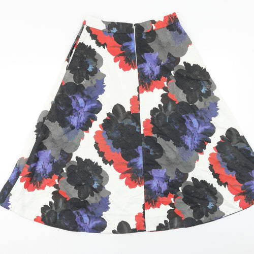 Warehouse Womens Multicoloured Floral Cotton Swing Skirt Size 10 Zip
