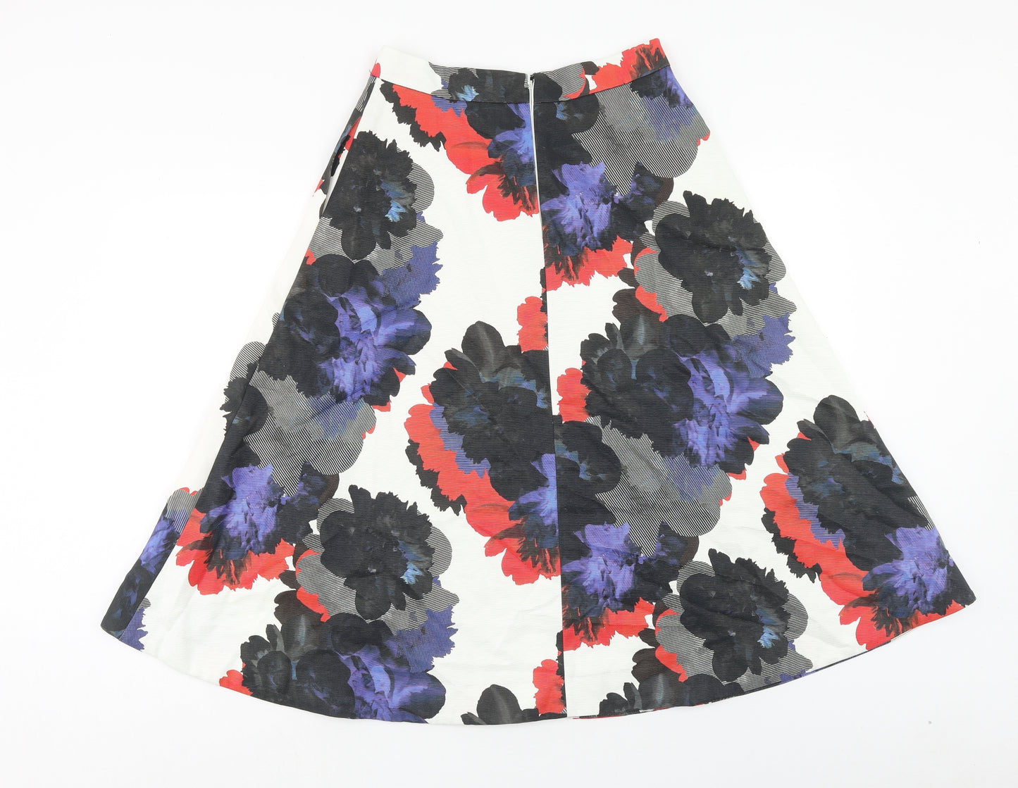 Warehouse Womens Multicoloured Floral Cotton Swing Skirt Size 10 Zip