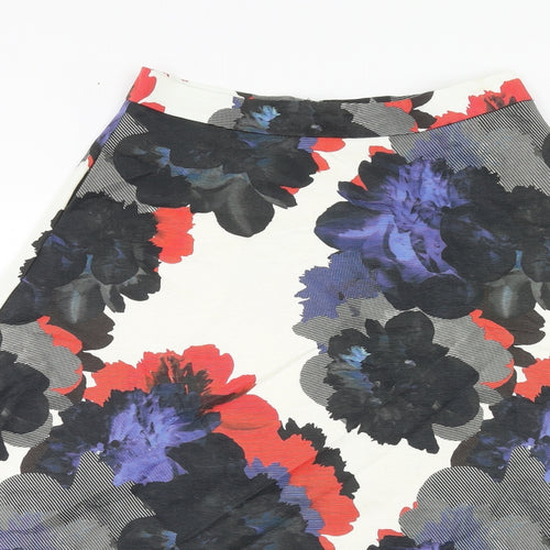 Warehouse Womens Multicoloured Floral Cotton Swing Skirt Size 10 Zip