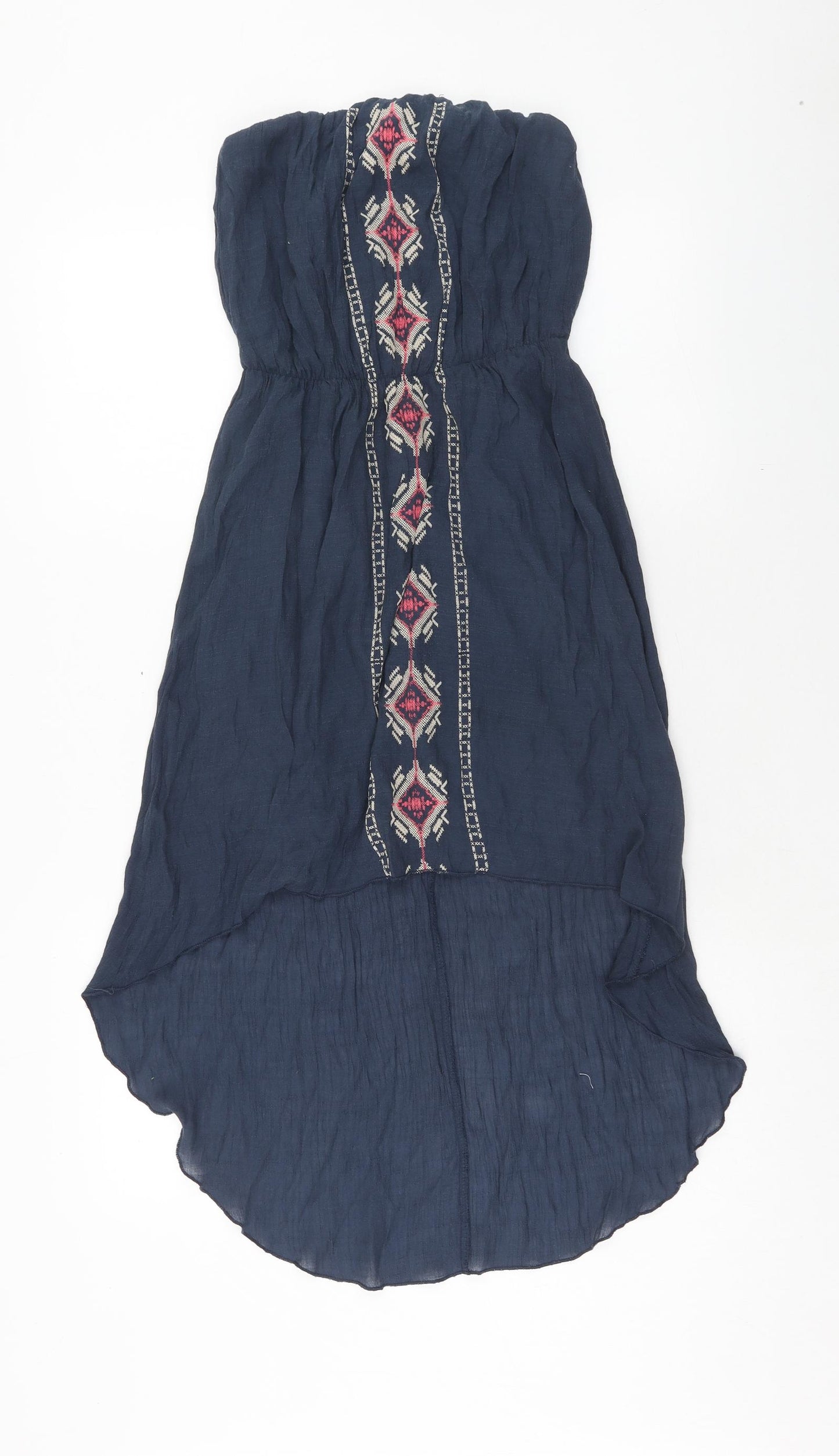 Trissi Womens Blue Geometric Viscose A-Line Size XS Off the Shoulder Pullover