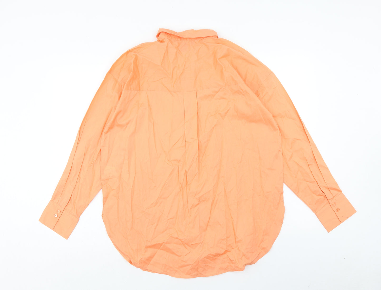 Primark Womens Orange Cotton Shirt Dress Size 6 Collared Button