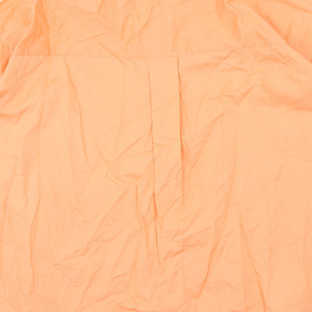 Primark Womens Orange Cotton Shirt Dress Size 6 Collared Button