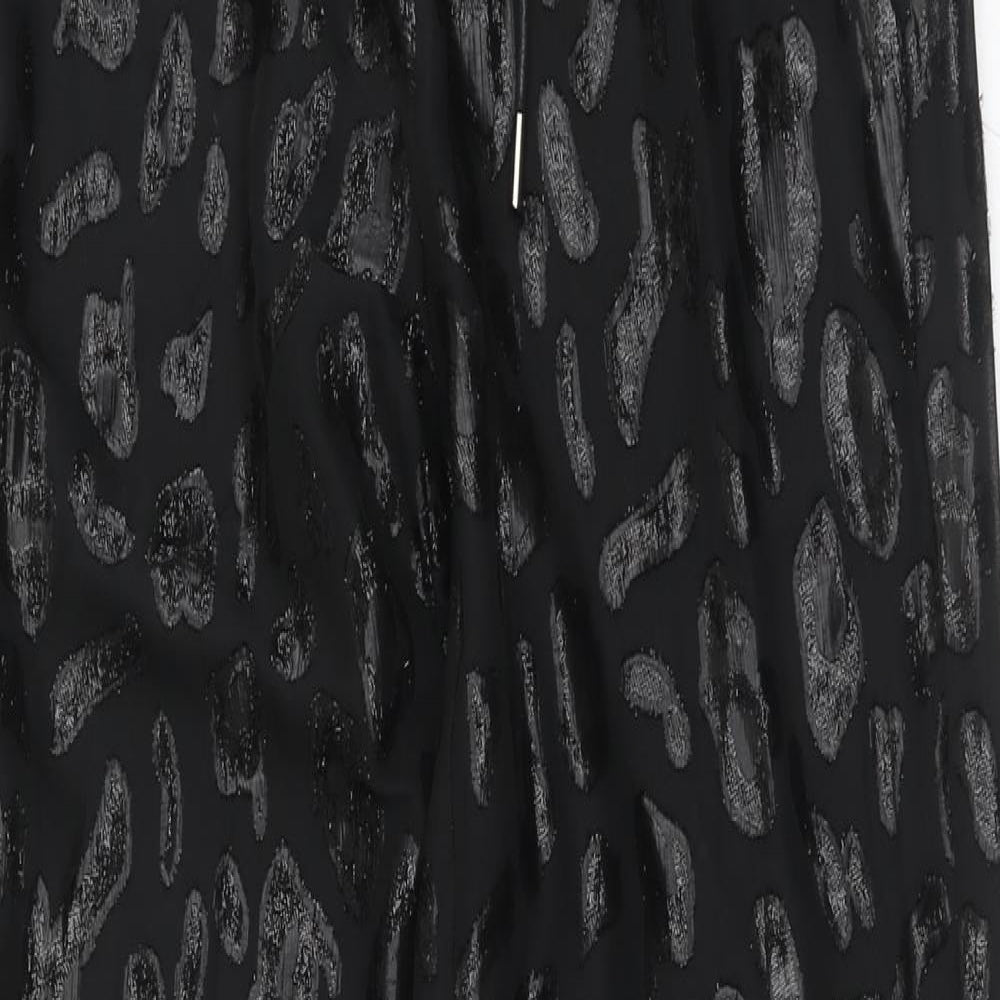 Zara Womens Black Animal Print Polyester Jogger Trousers Size S Regular Drawstring