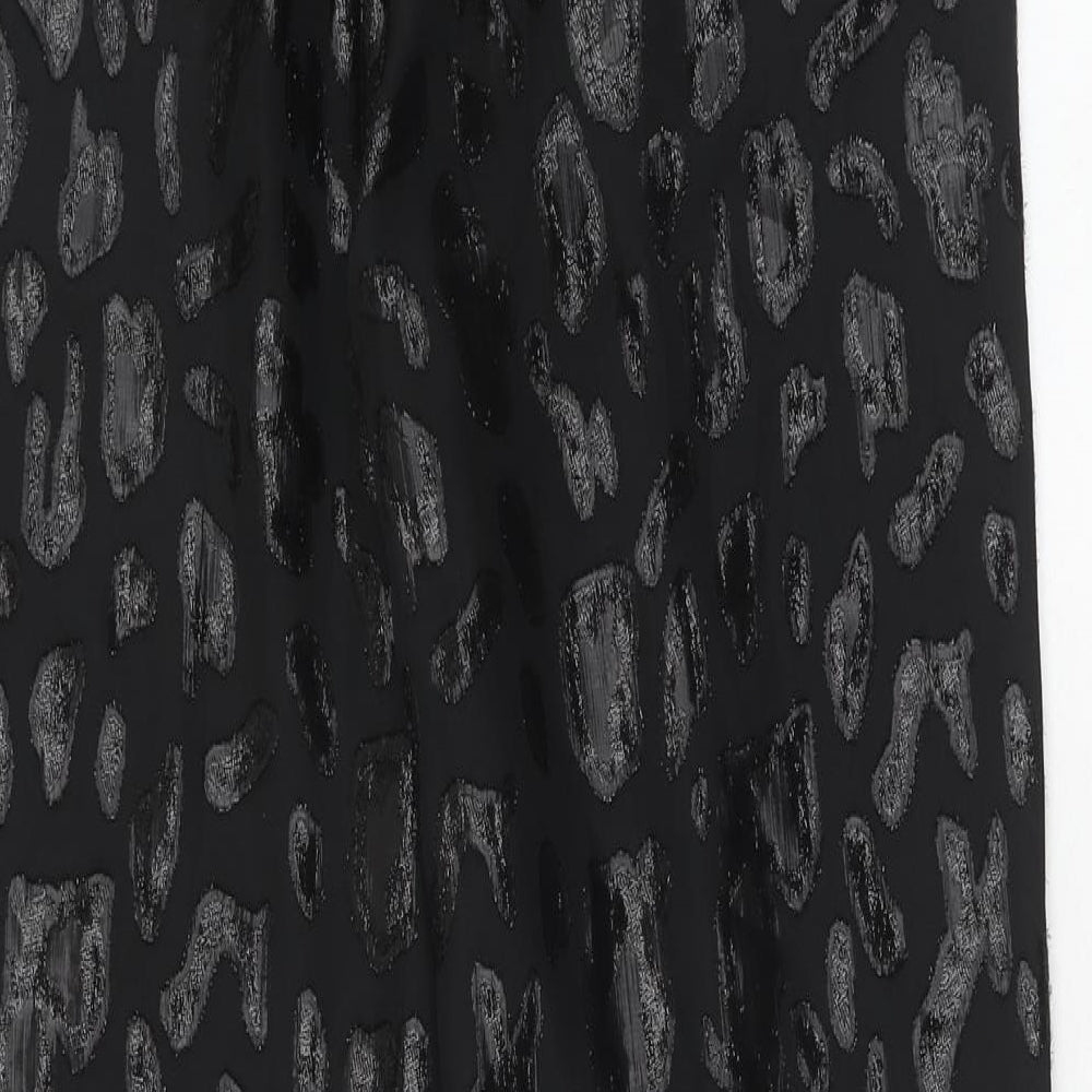 Zara Womens Black Animal Print Polyester Jogger Trousers Size S Regular Drawstring