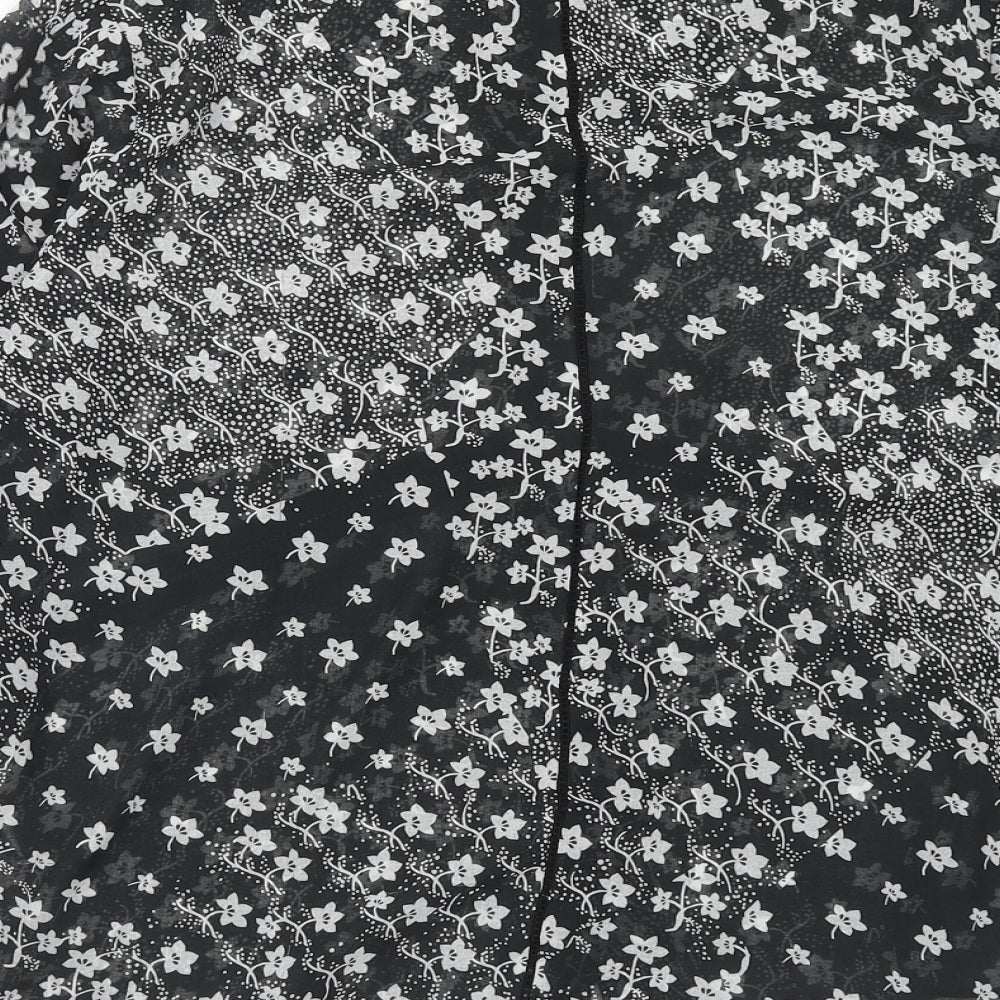 NEXT Womens Black Floral Polyester Basic Blouse Size 14 Round Neck