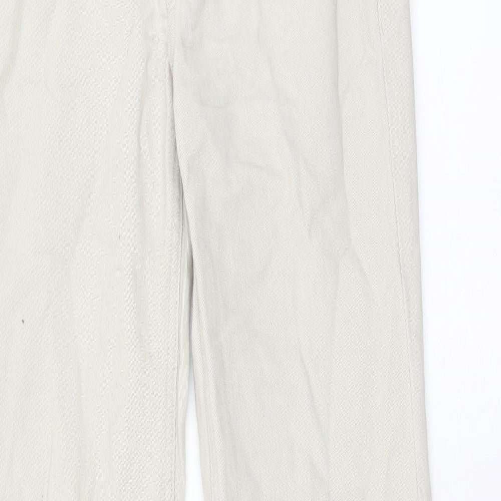 H&M Womens Beige Cotton Bootcut Jeans Size 8 Regular Zip