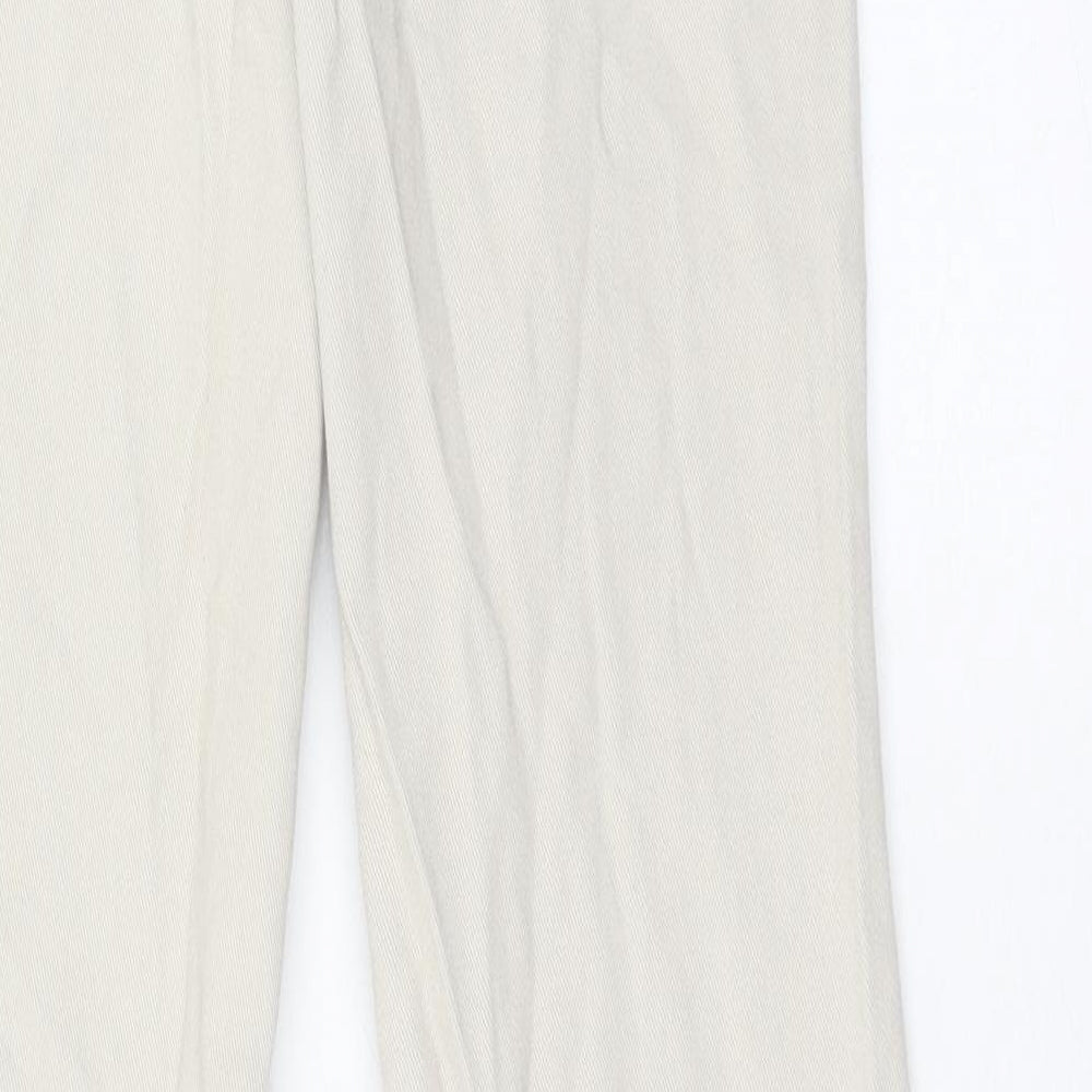 H&M Womens Beige Cotton Bootcut Jeans Size 8 Regular Zip