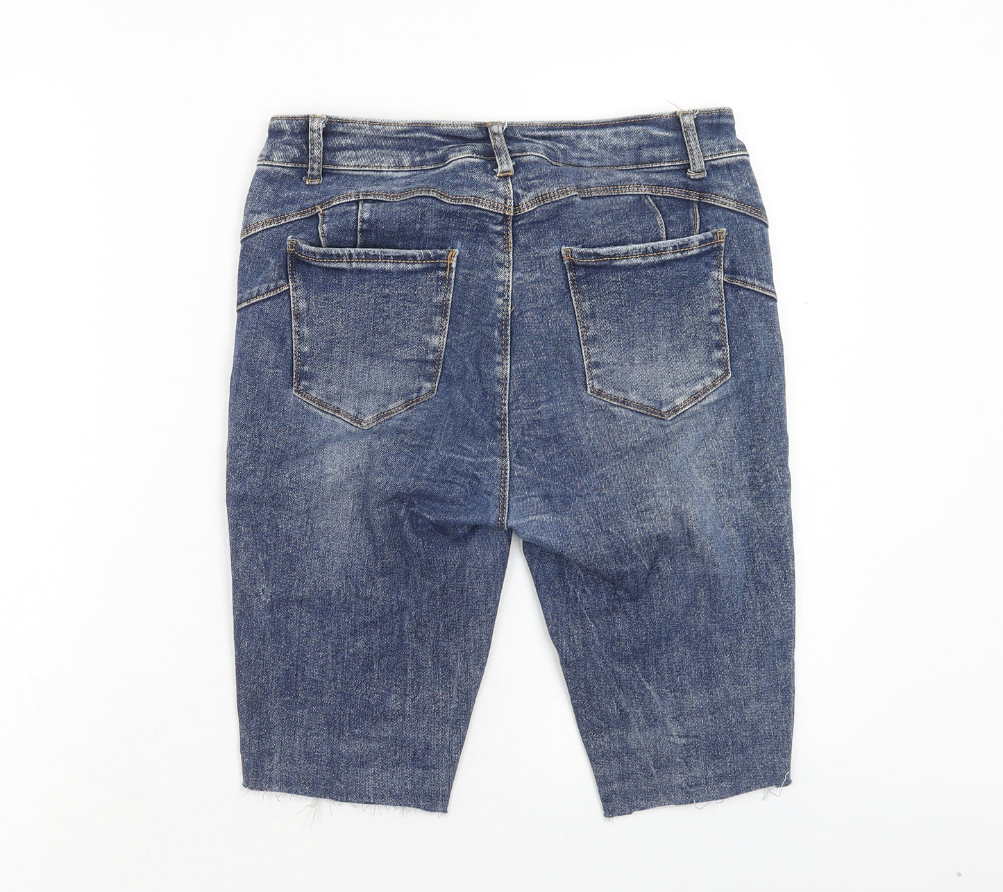 Premium Denim Womens Blue Cotton Bermuda Shorts Size 14 Regular Zip