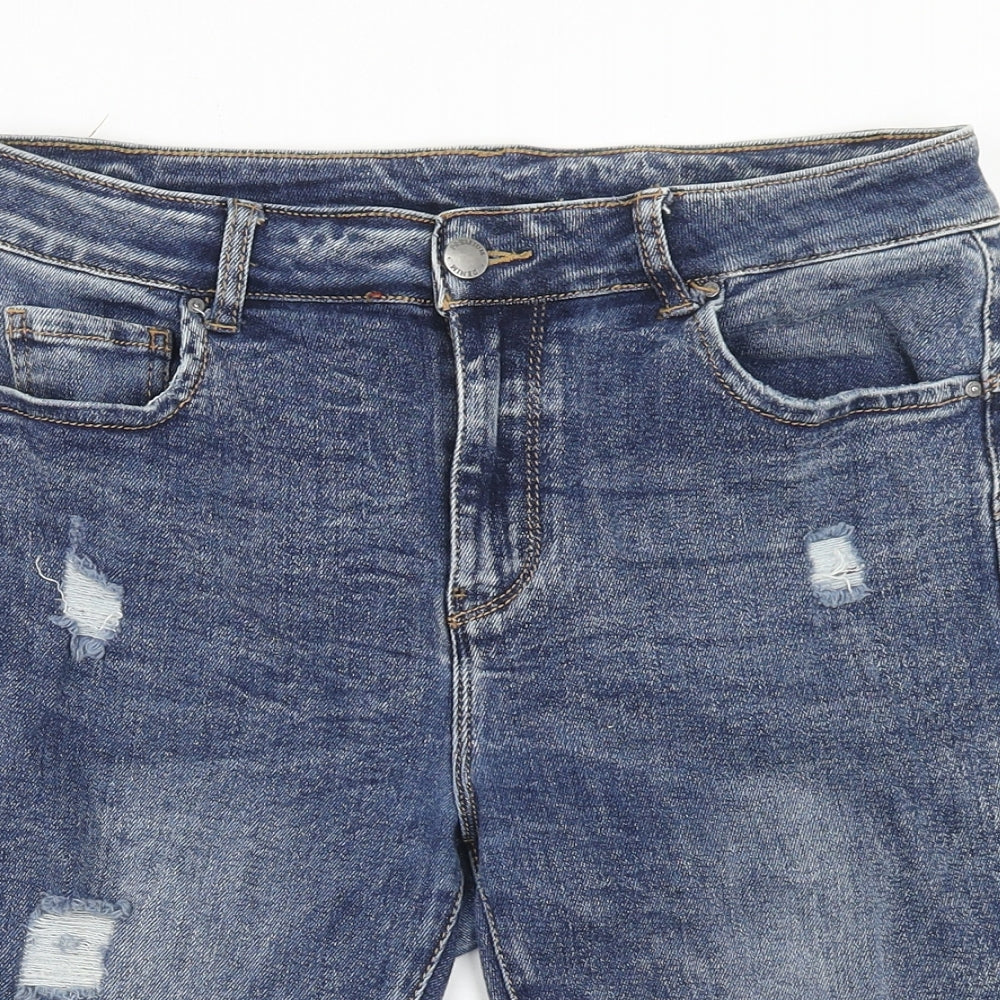 Premium Denim Womens Blue Cotton Bermuda Shorts Size 14 Regular Zip