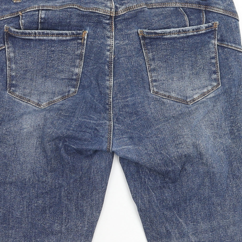 Premium Denim Womens Blue Cotton Bermuda Shorts Size 14 Regular Zip