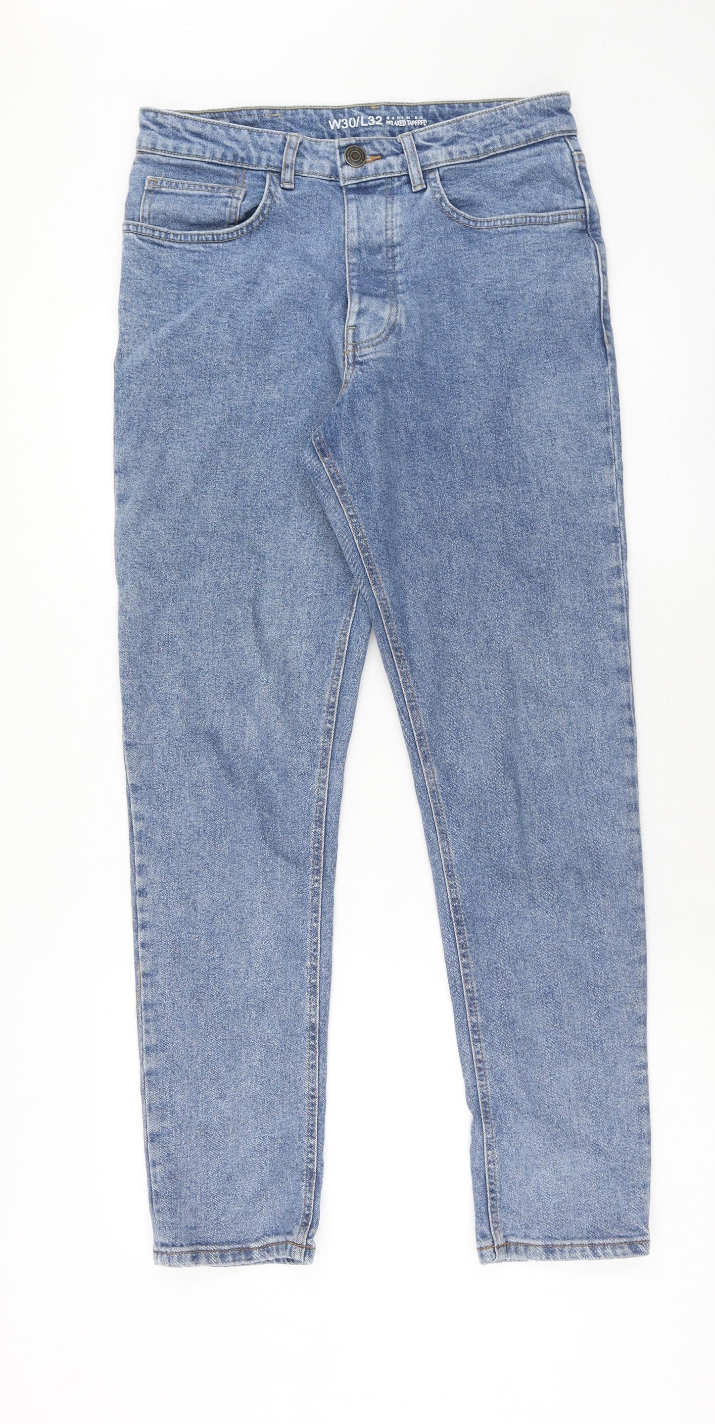 Denim & Co. Mens Blue Cotton Straight Jeans Size 30 in L32 in Regular Button