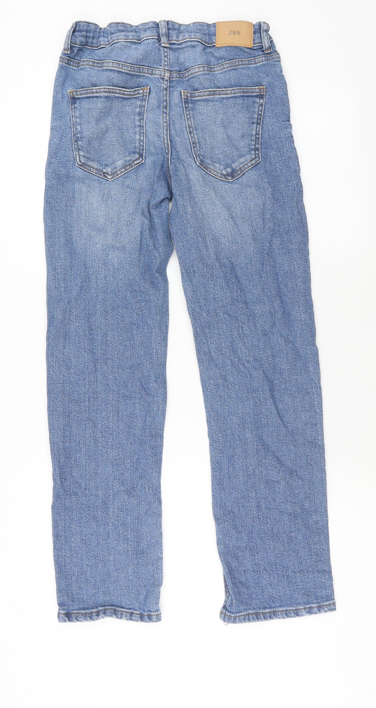 Zara Girls Blue Cotton Straight Jeans Size 13-14 Years Regular Zip